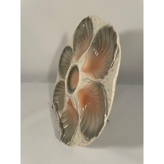 1920s French 1920s Majolica Sarreguemines Oyster Plate For Sale - Image 5 of 10