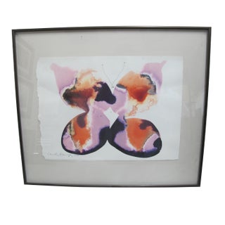 Carol Grigg Native Pacific Nw Signed Framed Butterfly Watercolor & Ink Painting For Sale