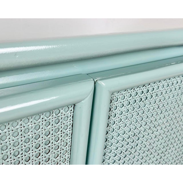 Newly Lacquered Vintage Rattan Cabinet Sideboard Credenza For Sale - Image 4 of 11