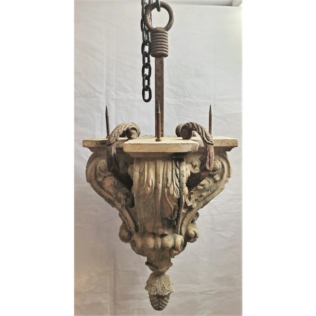 Mid Century Hanging Iron & Composite Pendant For Sale - Image 13 of 13