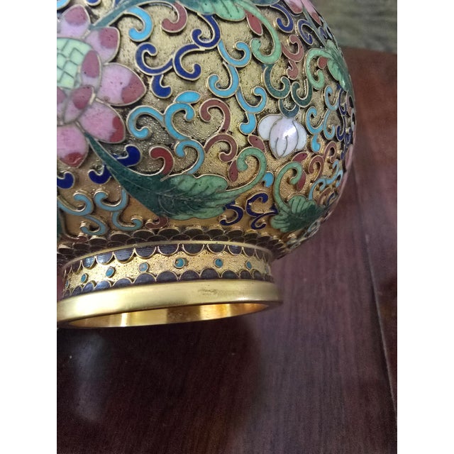 Vintage Chinese Mid Century Museum Pr Cloisonne Vases For Sale - Image 12 of 12