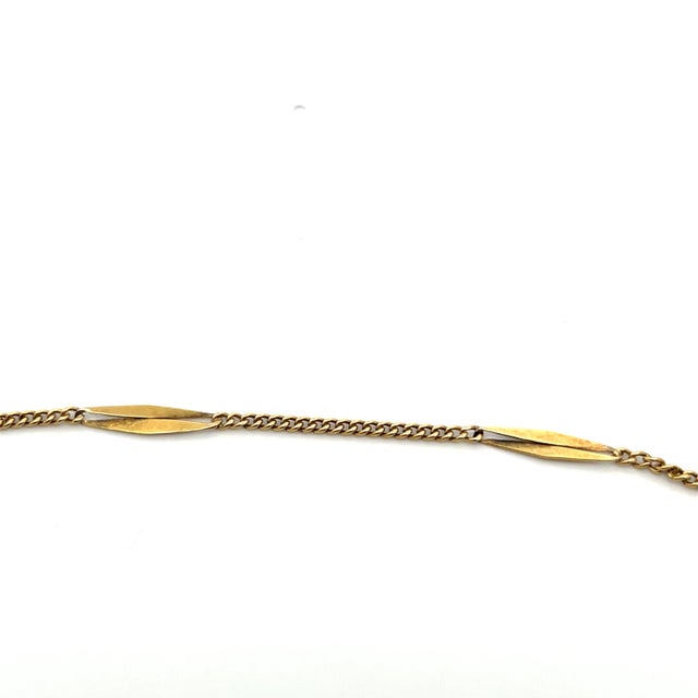 Art Deco 1920s 18k Yellow Gold Long French Bar Chain 61" For Sale - Image 3 of 8