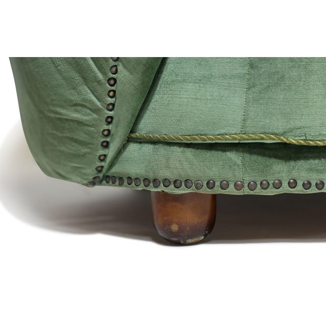 Flemming Lassen 1930s Danish Deco Curved Back Settee in Original Green Mohair For Sale - Image 13 of 13