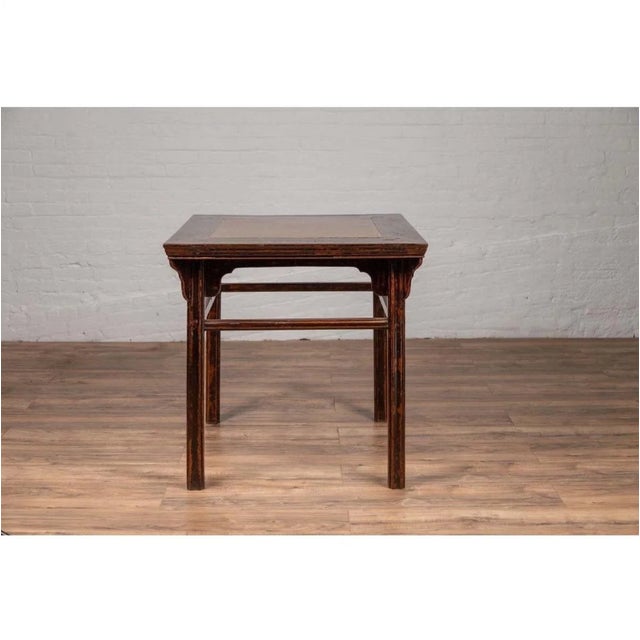 Chinese 19th Century Elmwood Center Hall Table With Ming Dynasty Stone Inset For Sale In New York - Image 6 of 13