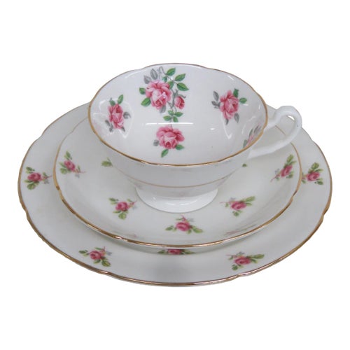 Royal Grafton England Roses Set of Tea Cup Saucer and Dessert