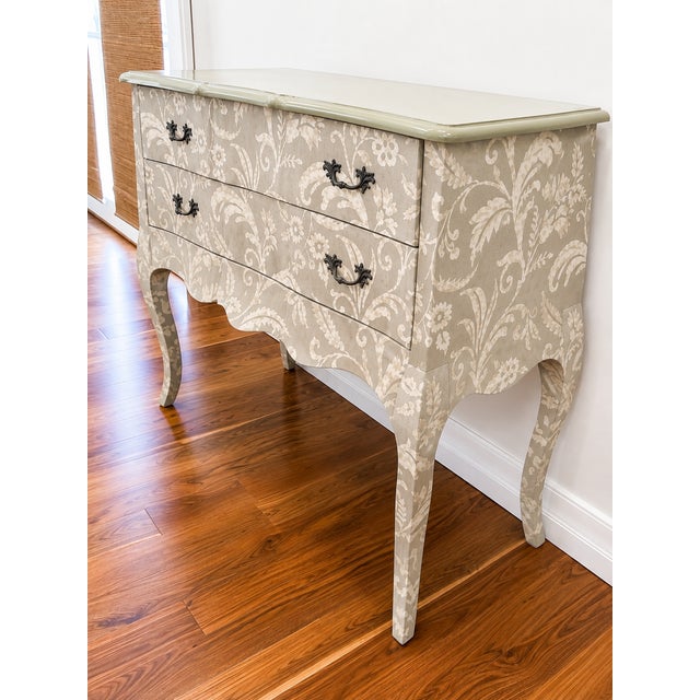 French Provincial Floral Fabric-Wrapped Two-Drawer Chest by Coast to Coast Imports For Sale - Image 4 of 5