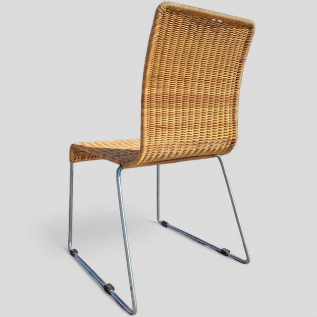 Mid-Century Modern Rattan and Chrome Side Chair, 1970s For Sale - Image 4 of 6