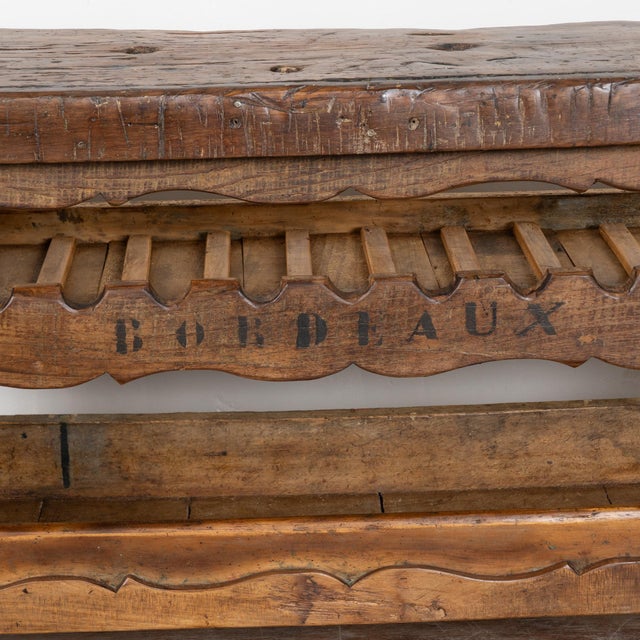 ​​​​​​​Rustic Antique Carpenters Workbench Console Table With Wine Rack From France For Sale - Image 9 of 14