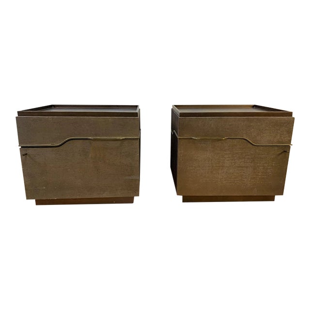 Pair Vintage French Michael Berman Mesa Nightstands by Theordore Alexander For Sale