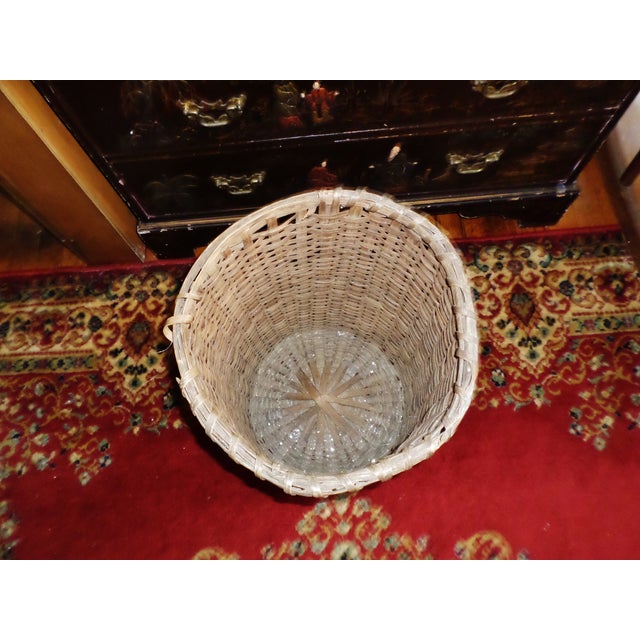 Antique Tall Splint Oak Woven Cane Gathering Basket For Sale - Image 9 of 10