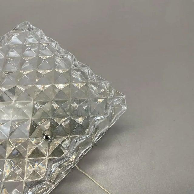 Small Cubic Textured Glass Wall Light in style of Orrefors, 1970s For Sale - Image 13 of 18