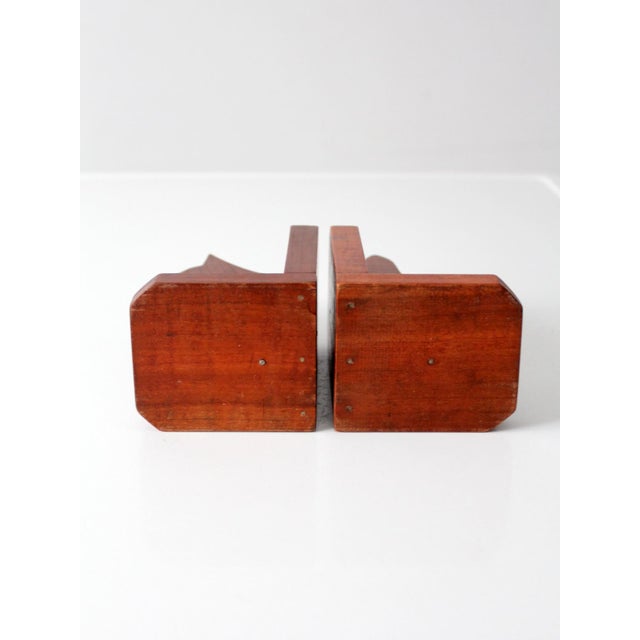 Vintage Carved Wood Dog Bookends Pair For Sale - Image 10 of 14