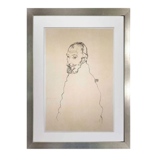 1960s Egon Schiele Signed Dated Lt. Ed. "Portrait Franze Hauer" Lithograph For Sale