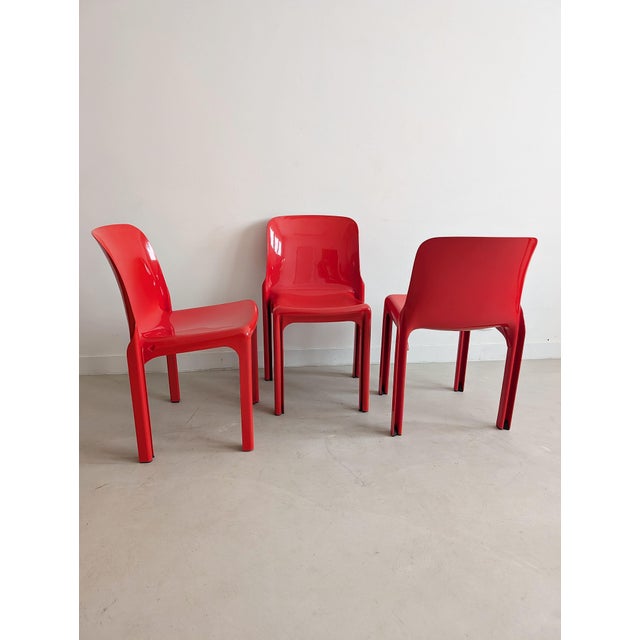 Red Selene & Stadio Dining Set by Vico Magistretti for Artemide, 1960s, Set of 4 For Sale - Image 10 of 16
