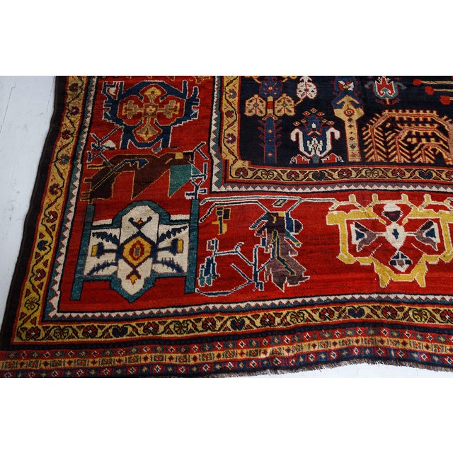 Textile Authentic Persian Bakhtiari Red Handmade Wool Rug For Sale - Image 7 of 8
