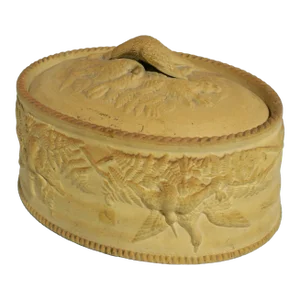 Antique Caneware Wild Birds Game Tureen With Lid