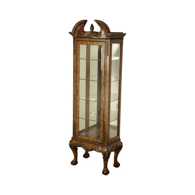 Pulaski Ball Claw Foot Carved Narrow Curio Display Cabinet