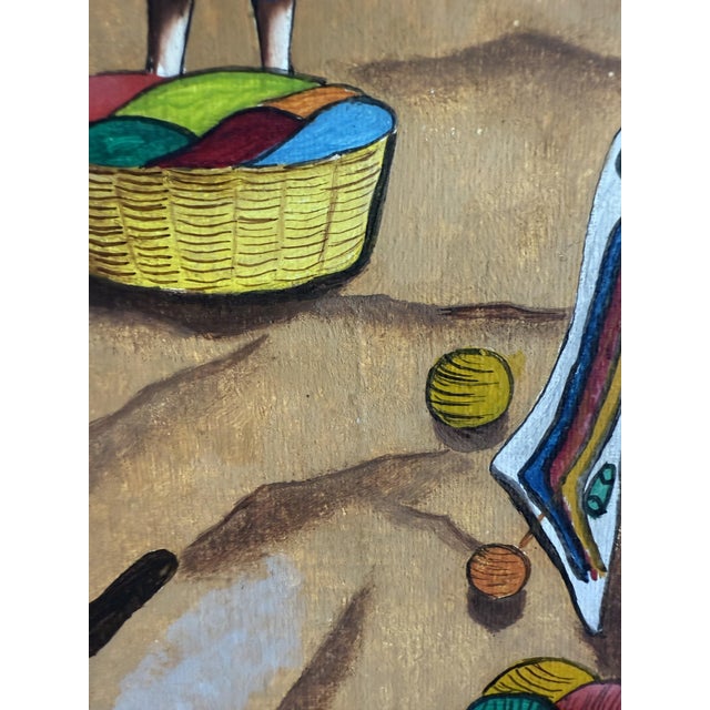 Village Life Mayan Folk Painting by Pablo Noe Salazar Acrylic on Canvas Guatamala 1978 For Sale - Image 12 of 14