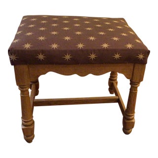 1990s Ethan Allen Oak Bench Stool For Sale