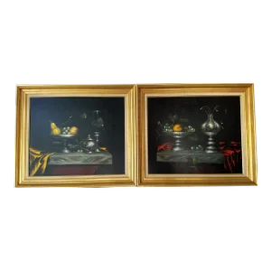 60s Vintage Still Life Oil Painting by Polish Artist Abraham Straski, Signed Framed
