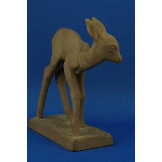 20th Century Art Deco Sculpture of a Fawn in Majolicated Terracotta by Else Bach for Karlsruhe, Germany For Sale - Image 4 of 18
