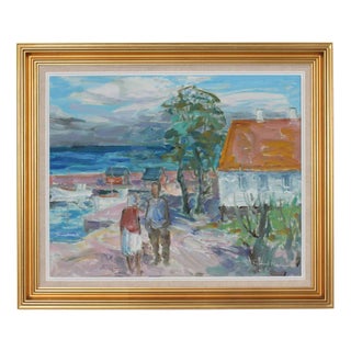 Svend Nielsen, Motif from Gudhjem, Bornholm, 1960s, Oil on Canvas, Framed For Sale