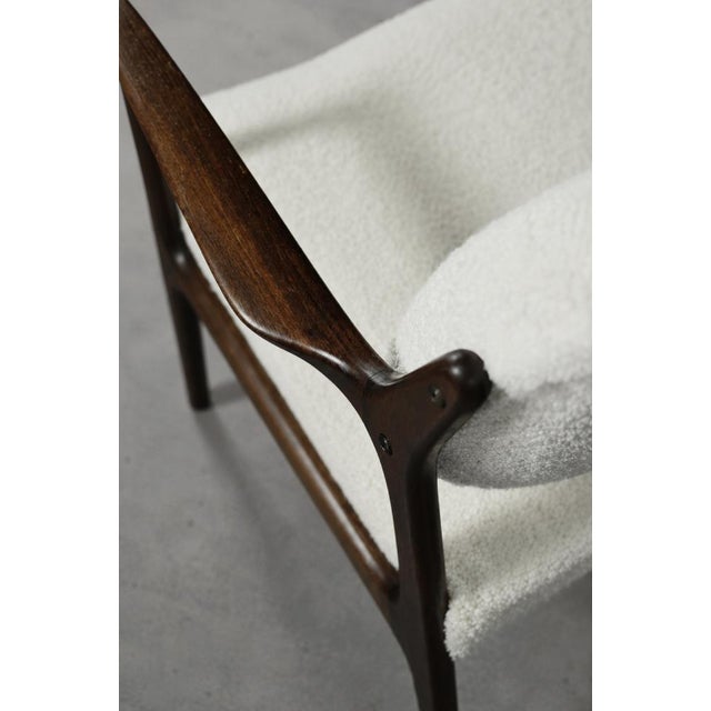 Wood Vintage Scandinavian Teak White Armchair by Inge Andersson for Bröderna Anderssons, 1960s For Sale - Image 7 of 18