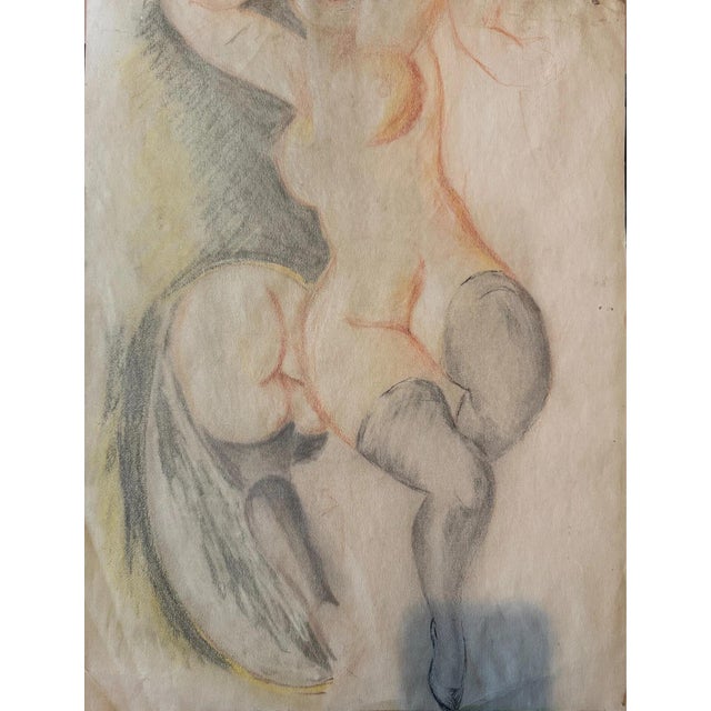 Carl H. Berberich, Lady with Feathered Hat, Verso Nude Female, 1926, Gouache on Paper For Sale - Image 6 of 13