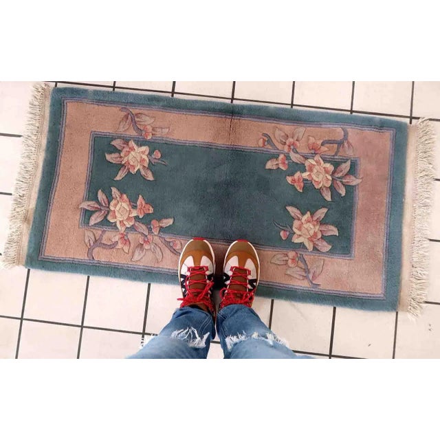 1970s Handmade Vintage Art Deco Chinese Rug 2' X 3.9' For Sale - Image 4 of 10