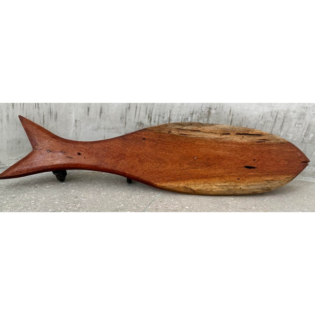 Mid 20th Century Vintage Rustic Folk Art Wood Fish Coat, Hat Rack For Sale - Image 5 of 12