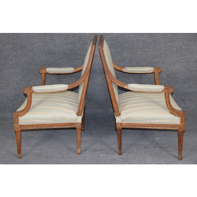 Late 19th Century Pair 19th C French Louis XVI Style Carved Armchairs For Sale - Image 5 of 13