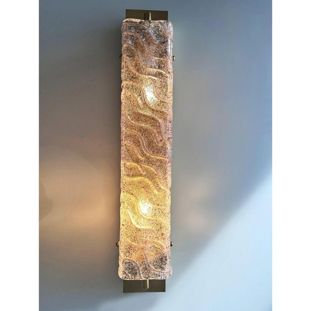 Italian Gold Wall Sconces with Pink-Amethyst Graniglia Murano Glass by Simoeng for Simoeng, Set of 2 For Sale - Image 6 of 9