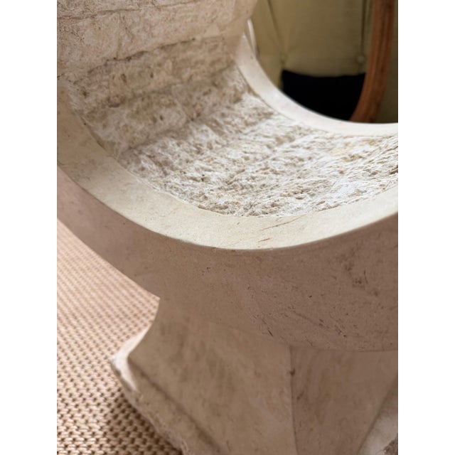 Travertine Sculptural Base Cocktail Drinks Coffee Side Table With Glass Top For Sale - Image 17 of 17