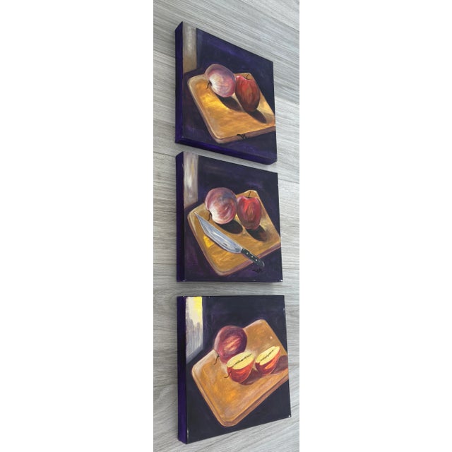 Still Life Tryptic, "Snack Time", Oil on Canvas, Signed by Artist For Sale In Palm Springs - Image 6 of 8