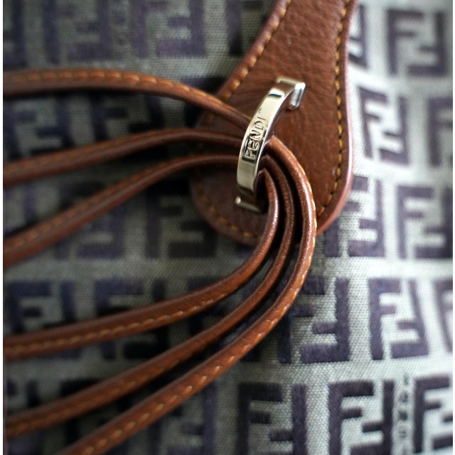 Fendi Zucchino Canvas and Brown Leather Tote Bag – Archival 2006 Edition For Sale - Image 9 of 15