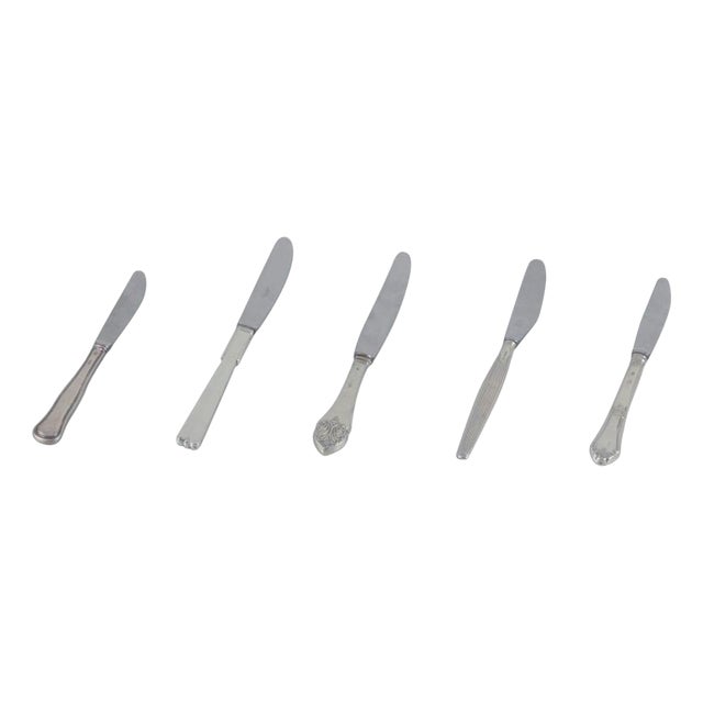 Knives in Silver by Hans Hansen for Cohr, 1960s, Set of 5 For Sale