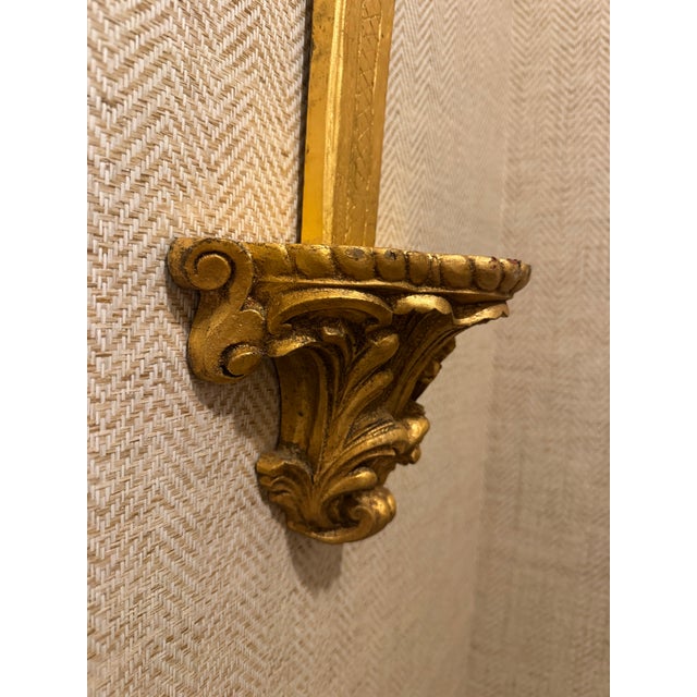 Gold 1940s Ornate Pair of Carved Giltwood Wall Shelves For Sale - Image 8 of 10