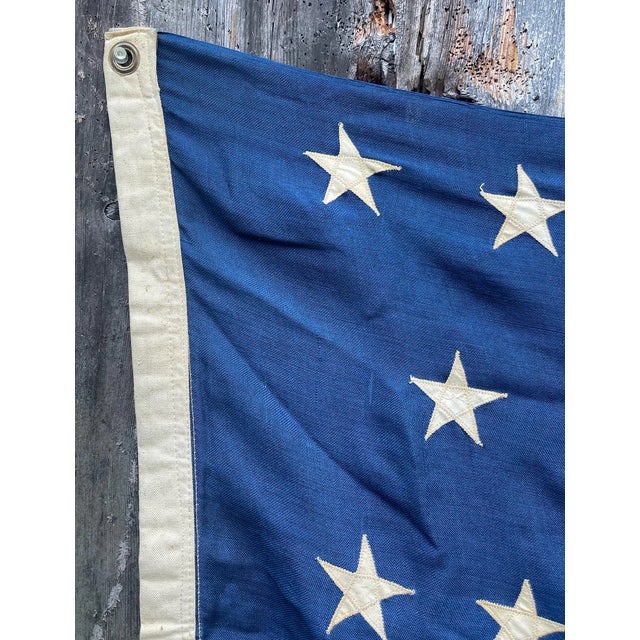Rare Antique American Flag 45 Stars Soft Wool Sewn Stars and Stripes Beautifully Faded Colors 5x8 For Sale - Image 4 of 7