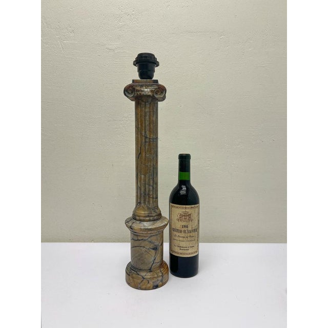 Greek Corinthian Column Table Lamp in Alabaster, 1970s For Sale - Image 15 of 16