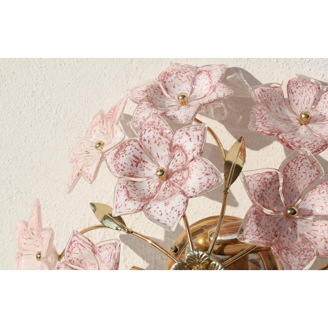 1970s Vintage Murano Ceiling Light Pink Flowers, 1970s For Sale - Image 5 of 13