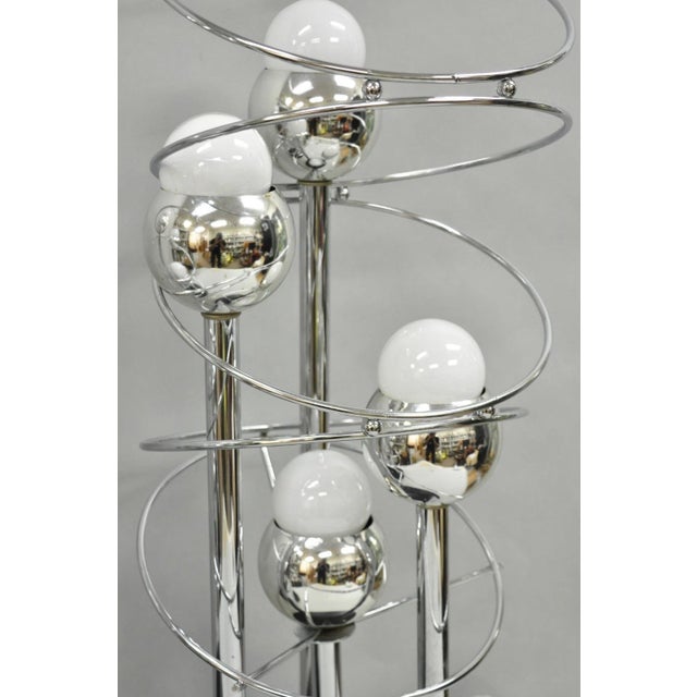 Vintage Mid Century Modern George Kovacs Style Spiral Chrome Ball Table Lamps - A Pair For Sale In Philadelphia - Image 6 of 12