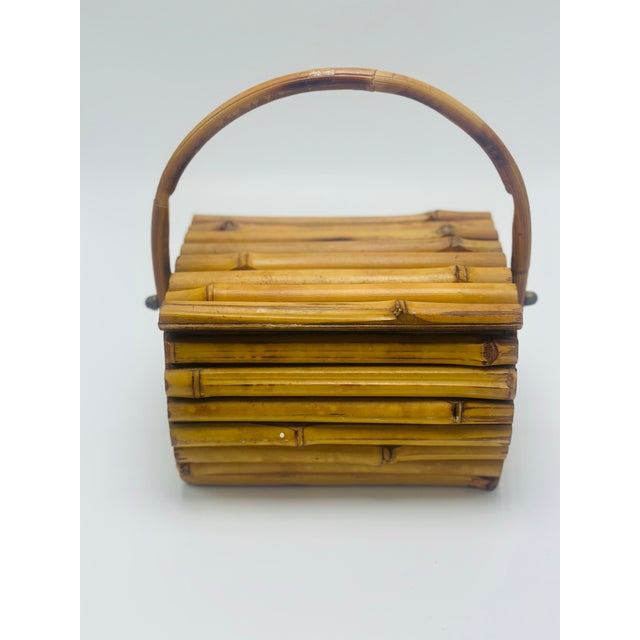 Vintage Bamboo Lidded Basket For Sale - Image 9 of 10