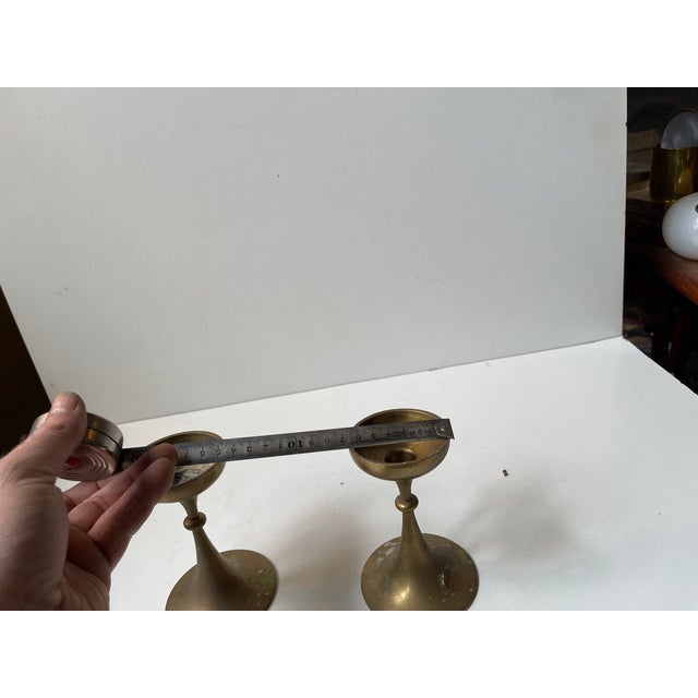 Metal Mid-Century Modern Scandinavian Brass Candleholders, 1960s, Set of 2 For Sale - Image 7 of 8