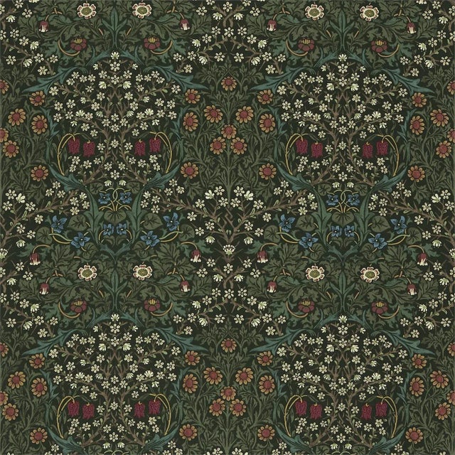 Morris & Co Blackthorn Fabric in Green For Sale
