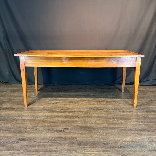 Wood French Provincial 19th Century Farmhouse Dining Table With Two Drawers For Sale - Image 7 of 12