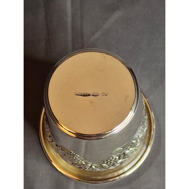 Vintage Hazorfim Sterling Silver Kiddush Cup Grape Motif Gold Wash Interior 47g For Sale - Image 11 of 17