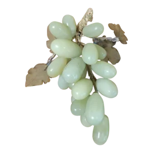 Vintage MCM Stone Green Grape Cluster & Leaves