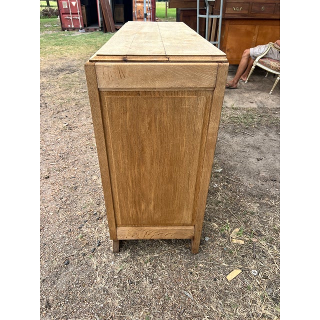 French Art Deco 1935's Bleached Oak Two Door Buffet For Sale - Image 9 of 12