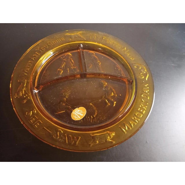 Contemporary Vintage 1940s Amber Tiara Glass Divided Plate For Sale - Image 3 of 5