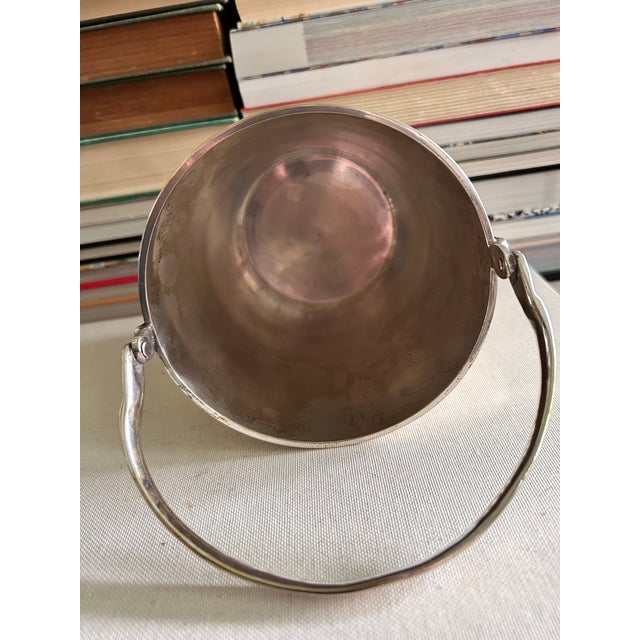 Vintage Silverplate Brass Petite Ice Bucket With Swing Handle For Sale - Image 11 of 12